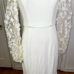 Eliza J Off the Shoulder 3D Floral Sleeve scuba crepe evening dress, size 6